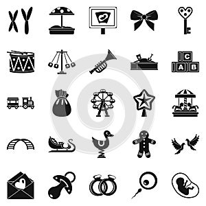 Bairn icons set, simple style