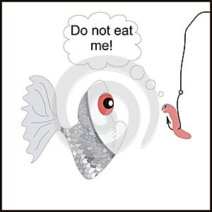 Bait, fish and a worm