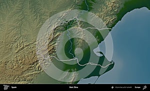 Baix Ebre outlined, Spain. Physical