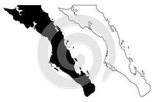 Baja California Sur map vector