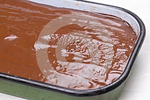 Bajadera cake with melted chocolate topping