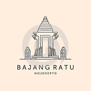 bajang ratu temple icon line art logo vector symbol illustration design