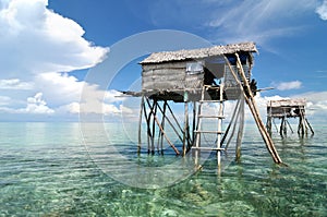 Bajau fisherman's wooden hut