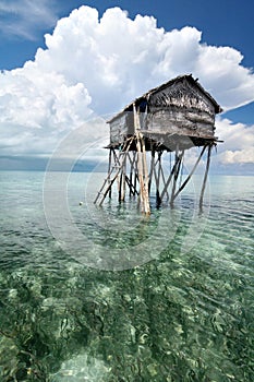 Bajau fisherman's wooden hut
