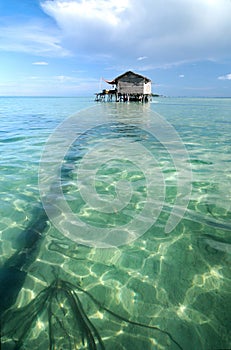 Bajau fisherman's wooden hut