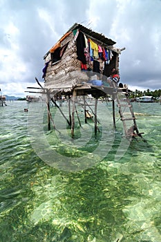 Bajau fisherman's wooden hut