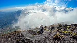 Bajawa - A girl going down the volcano Inierie photo