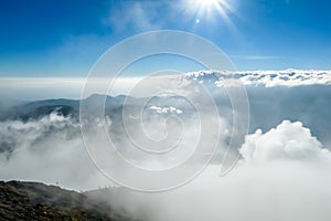 Bajawa - Sun shining above the clouds