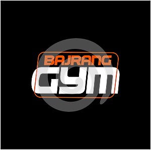 Bajrang Gym typography symbol. Bajran is a Lord Hanuman name