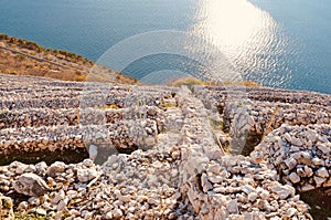 Bakar city, Croatia 22.11.2021. STEEP DRY STONE TERRACES â€žTAKALEâ€œ ARE A PROTECTED HERITAGE OF THE REGION.