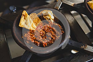 Bakaran or the process of grilling tahu tempe with sambal chili sauce