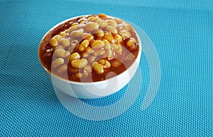 Bake beans in a white bowl