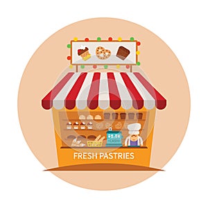 Bake shop or baking store vector concept