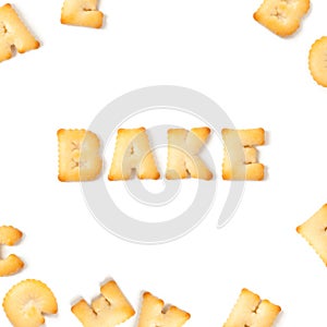 Bake word with Biscuit font