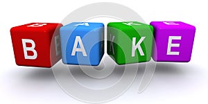 Bake word block on white