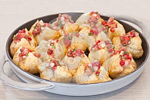 Baked appetizers in a skillet