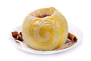 Baked apple isolated on a white background