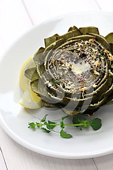 Baked artichoke, roasted artichoke photo