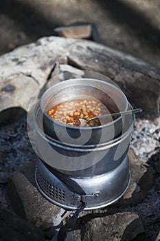 Baked beans on Camping Kitchen