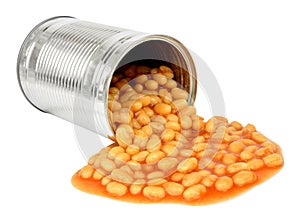 Baked Beans Pouring Out Of Can