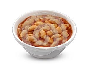Baked beans in tomato sauce isolated on white background