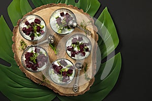 Baked beet mezes with dried cucumber