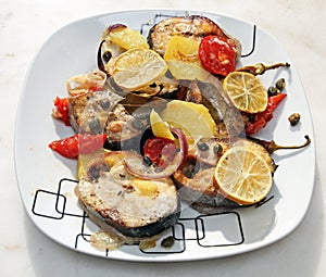 Baked bonito fish