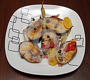 Baked bonito fish