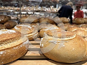 baked bread in a bakery