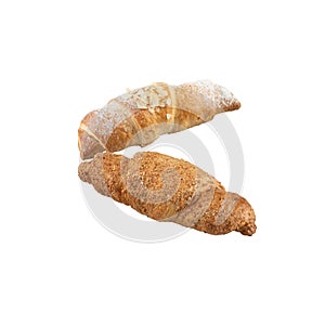 baked bread cereals cut out isolated white background with clipping path