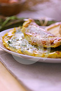 Baked bread with vegetable