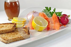 Baked bread with vegetable