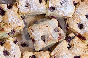 Baked cake with sour cherries