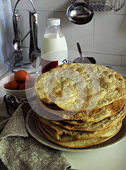 Baked cakes for cooking homemade cake `Napoleon`.