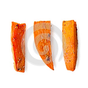 Baked carrots isolated on white