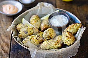 Baked cauliflowers and leek snacks