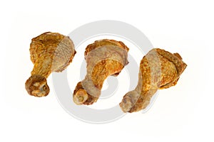 Baked chicken leg isolated on white background