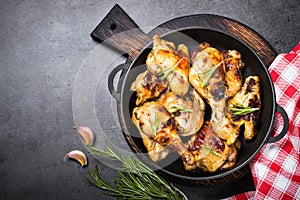 Baked chicken top view.