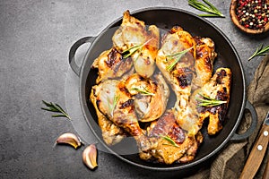 Baked chicken top view.