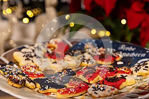 Baked Christmas cookies on a plate