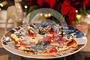 Baked Christmas cookies on a plate