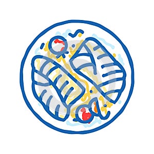 baked cod fish icon doodle illustration