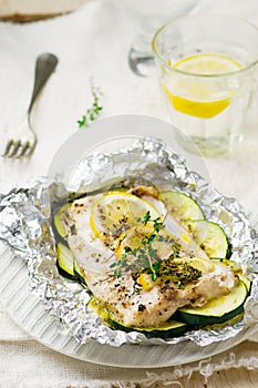 The baked cod with zuccini