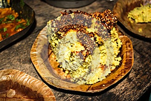 Baked dish from gujarati fast good, india called handvo