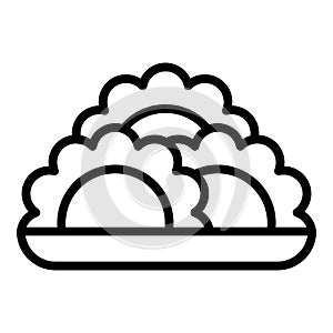 Baked dish icon outline vector. Meat cooked