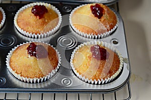 Baked doughnuts filled with jam