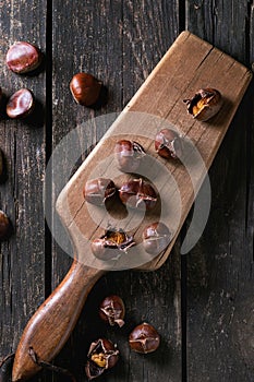 Baked edible chestnuts