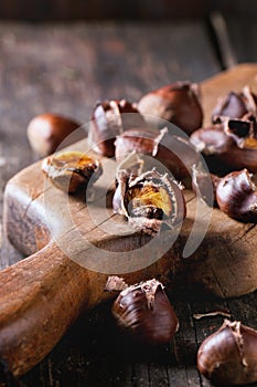 Baked edible chestnuts