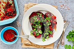 Baked eggplant with sauce