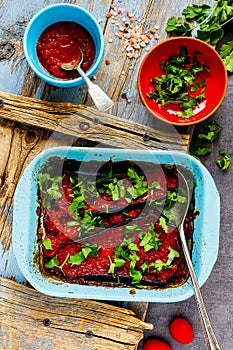 Baked eggplant with sauce